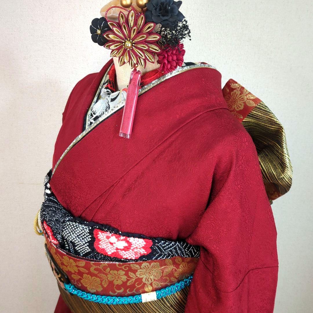 ♦翌日発送♦ 振袖 完全 フルセット 成人式 無地 正絹 赤