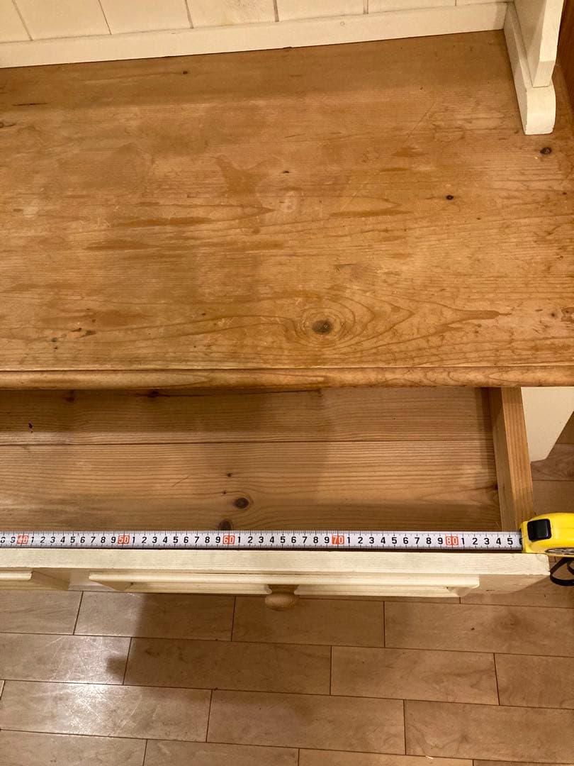 カントリー風木製棚付きテーブル幅105cm(下部：テーブル) 上下セット販売です