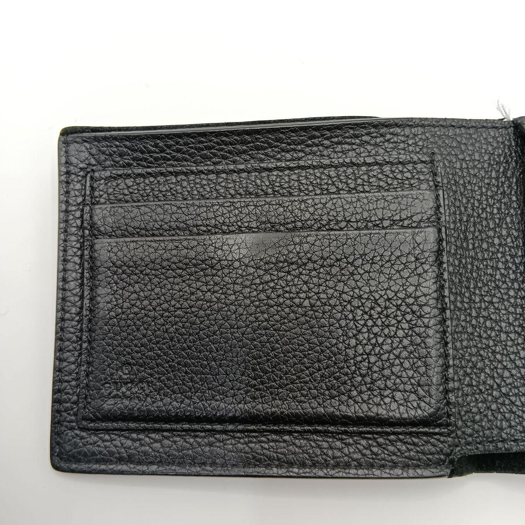 GUCCI グッチ　ブラックレザー 二つ折り財布（K）