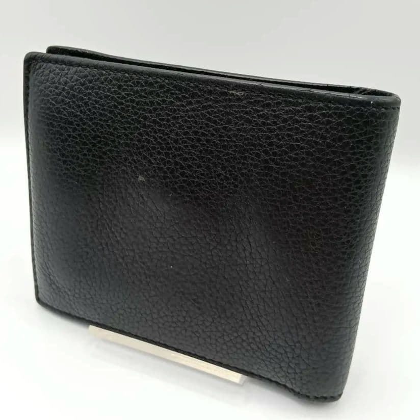 GUCCI グッチ　ブラックレザー 二つ折り財布（K）