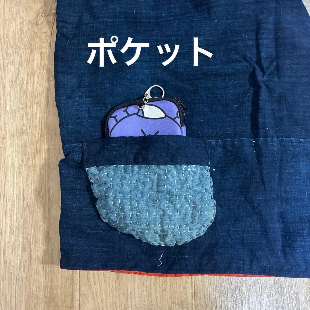 古布　使い込まれた家紋の風呂敷からのベスト