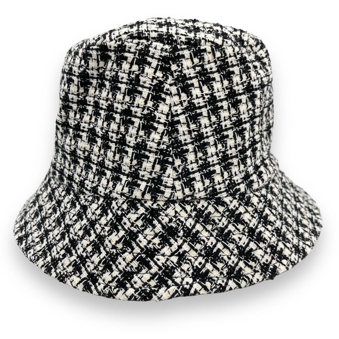 【未使用級】モンクレール　2023SS　ツイード　バケットハット　ロゴワッペン