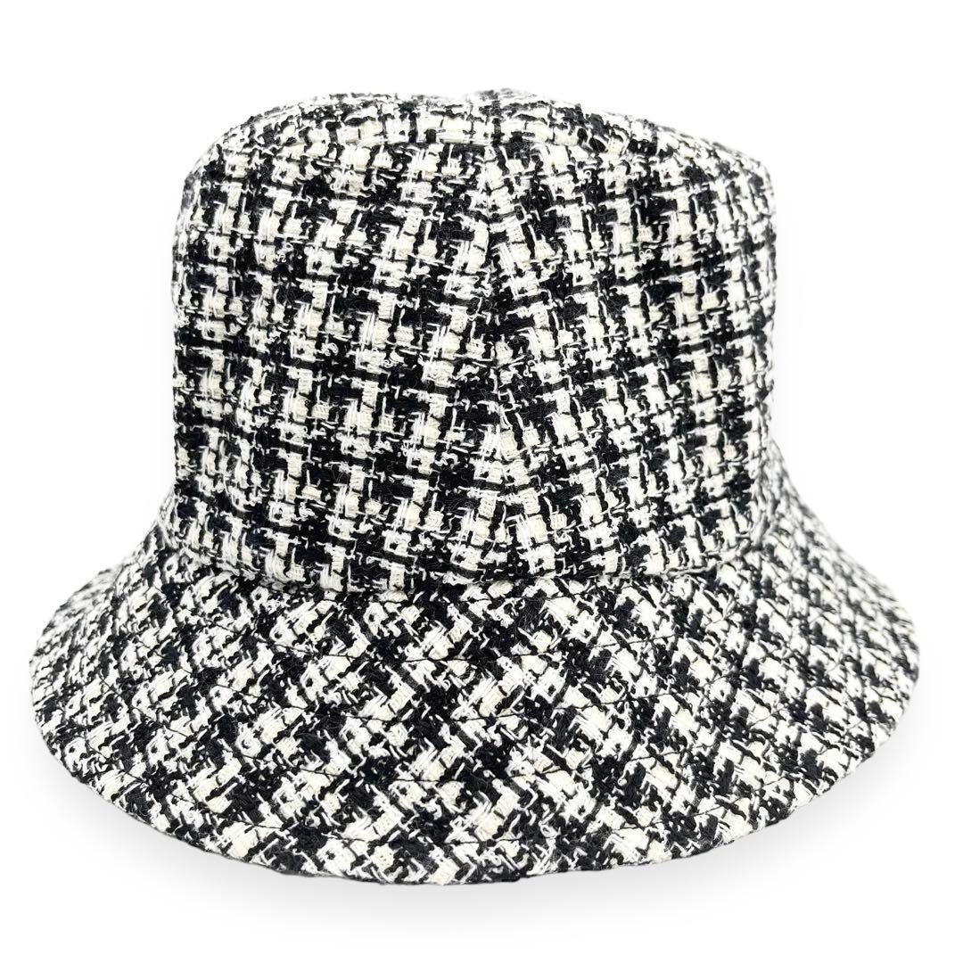 【未使用級】モンクレール　2023SS　ツイード　バケットハット　ロゴワッペン