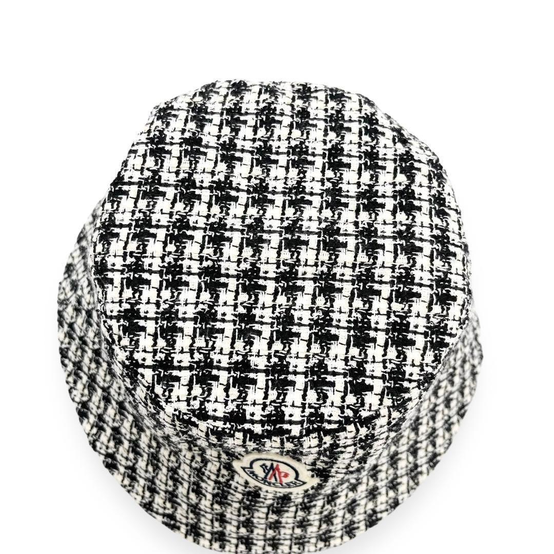 【未使用級】モンクレール　2023SS　ツイード　バケットハット　ロゴワッペン