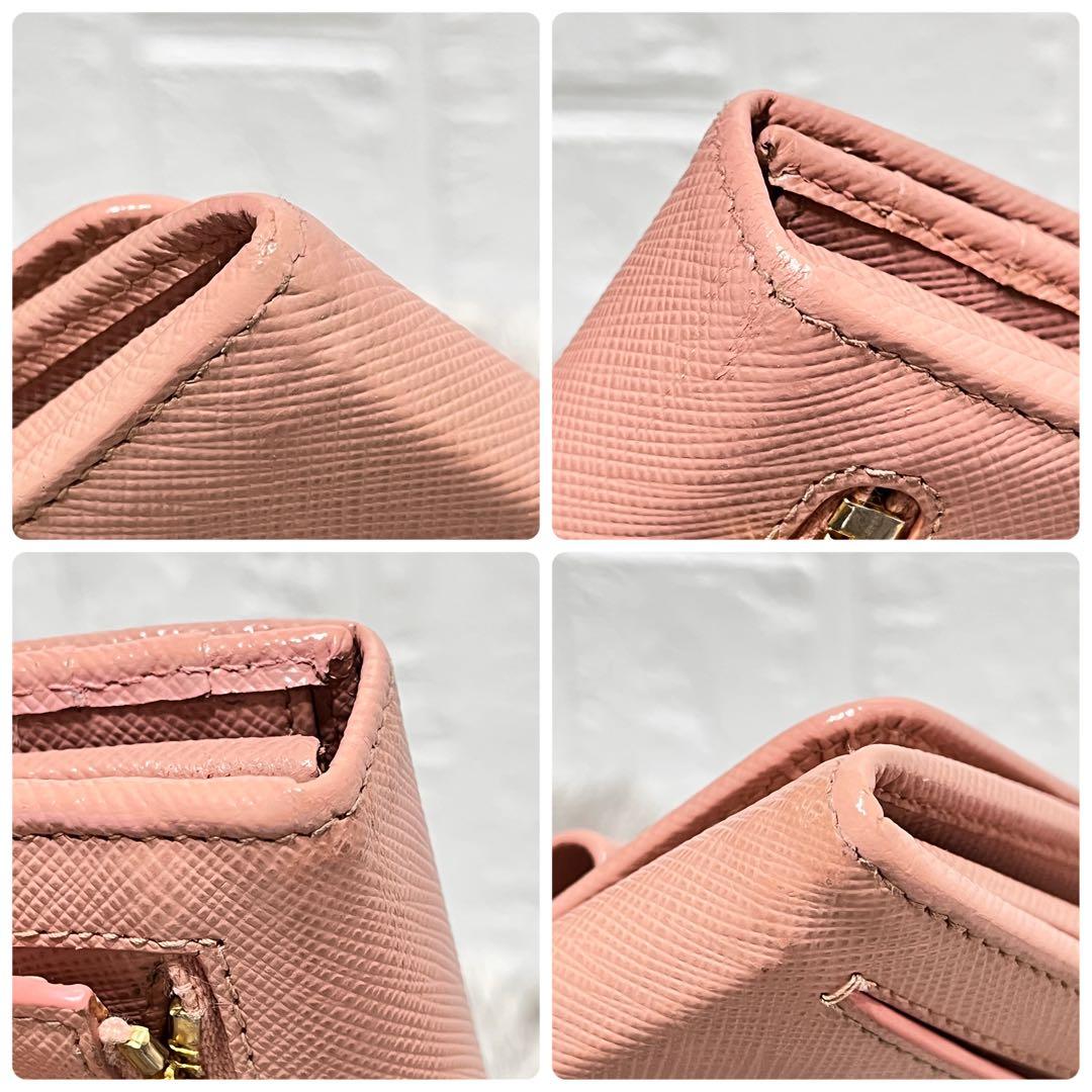 美品✨PRADA フィオッコサフィアーノ　ベビーピンク　メタルロゴ　2点セット