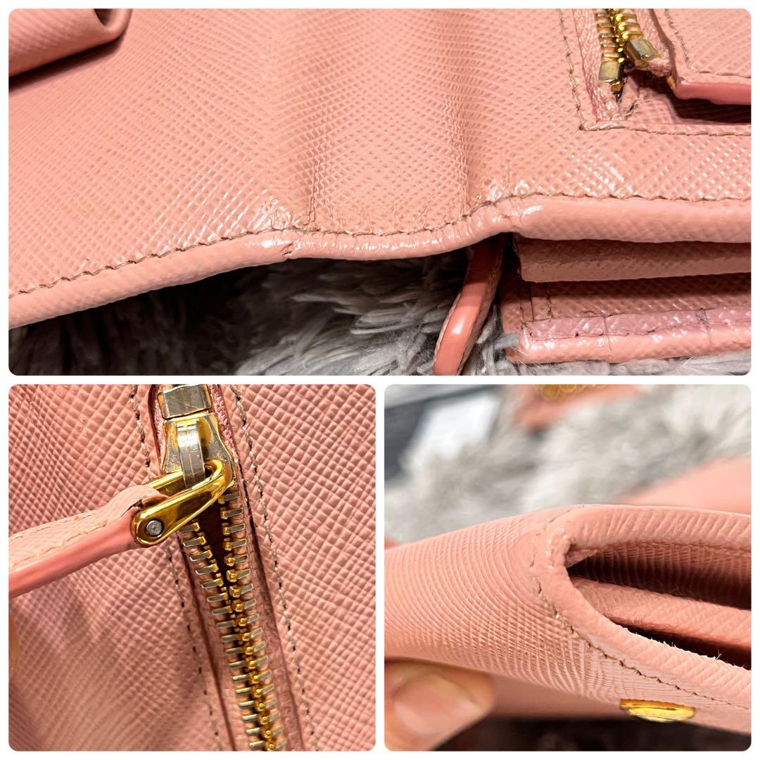 美品✨PRADA フィオッコサフィアーノ　ベビーピンク　メタルロゴ　2点セット