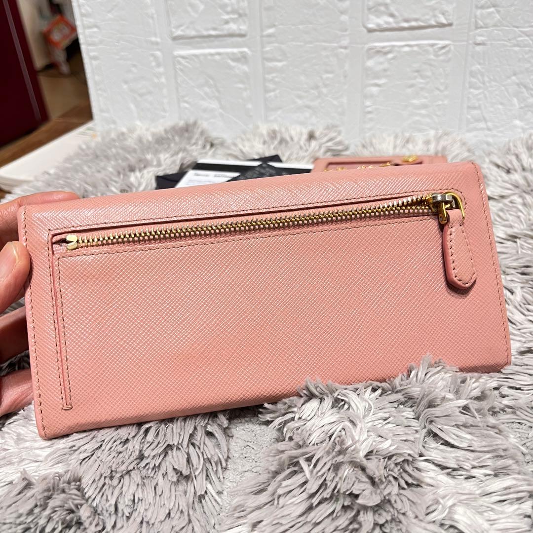 美品✨PRADA フィオッコサフィアーノ　ベビーピンク　メタルロゴ　2点セット