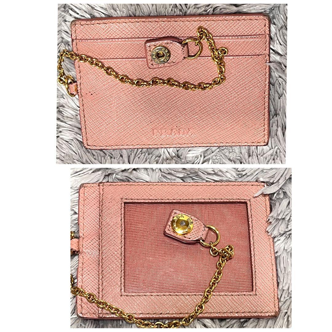 美品✨PRADA フィオッコサフィアーノ　ベビーピンク　メタルロゴ　2点セット