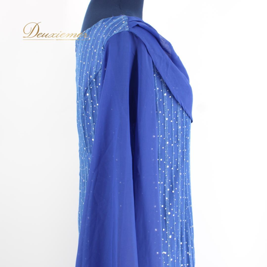 【美品 社交ダンス衣装】ワンピース ドレス ICHIOKU 青 ブルー キラキラ