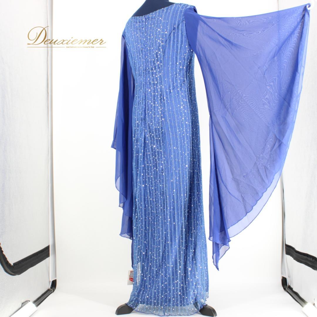 【美品 社交ダンス衣装】ワンピース ドレス ICHIOKU 青 ブルー キラキラ