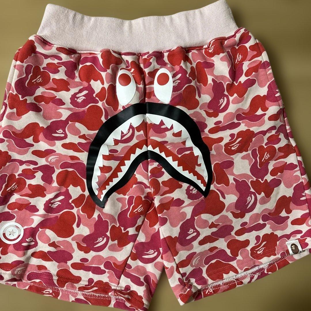 A BATHING APE BAPE シャーク ハーフパンツ 迷彩 ピンクM