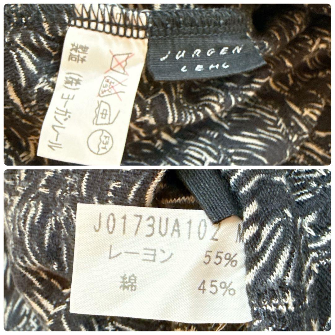 ヨーガンレール　ニットワンピース　ジャガード　モックネック　ブラック　サイズM