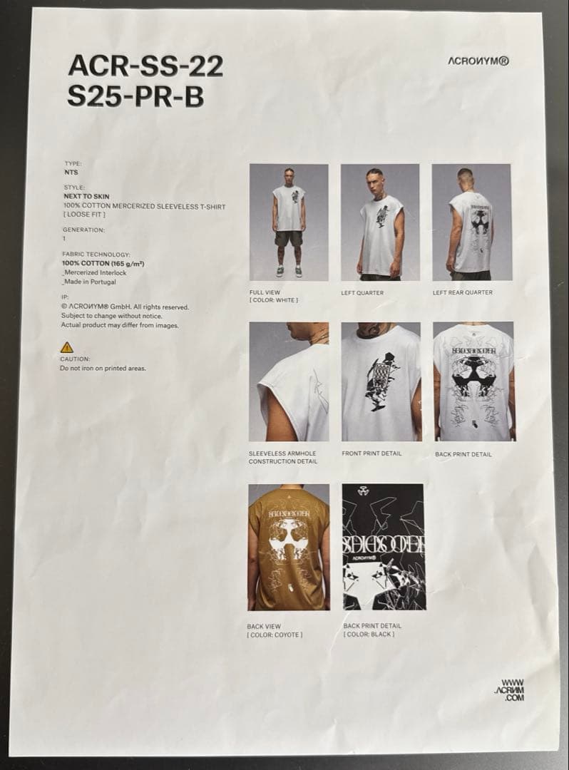 ACRONYM(アクロニウム) ノースリーブTシャツ