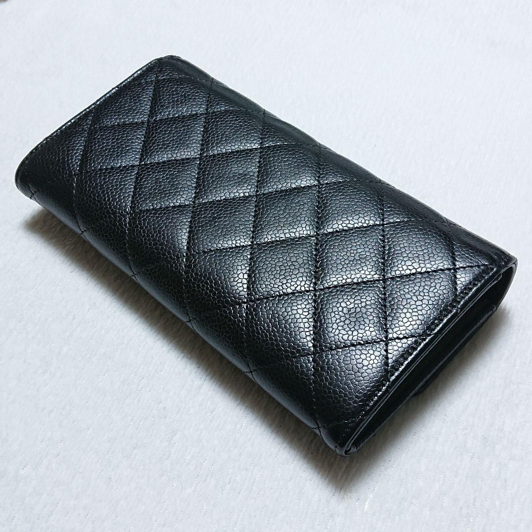 【美品】CHANEL キャビアスキン マトラッセ タイムレスクラシック 長財布