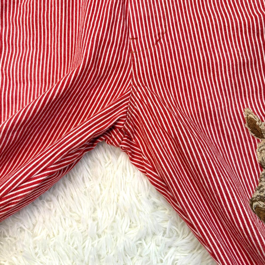 ピンクハウス オーバーオール サロペットオールインワン うさぎ 刺繍 ワッペン