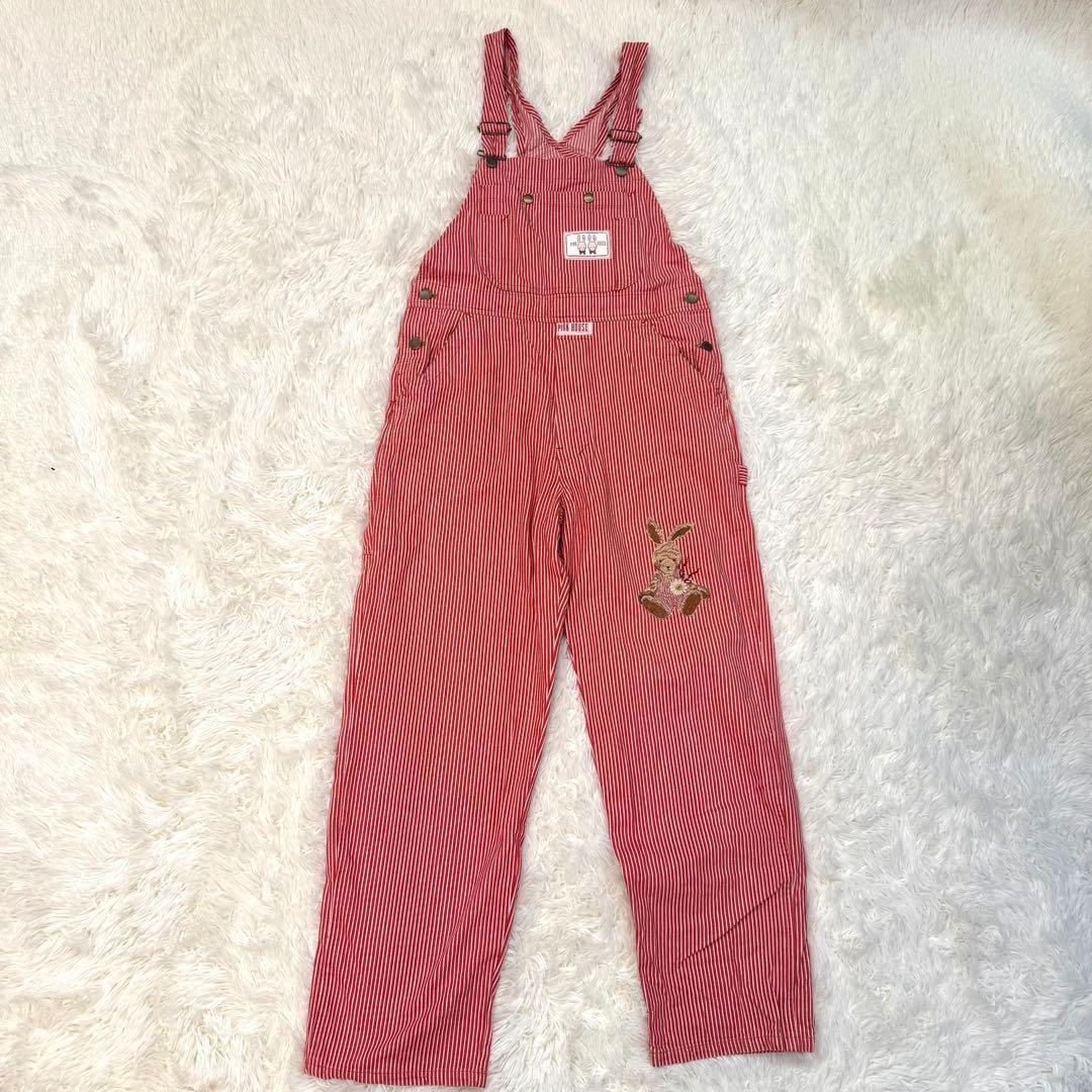 ピンクハウス オーバーオール サロペットオールインワン うさぎ 刺繍 ワッペン