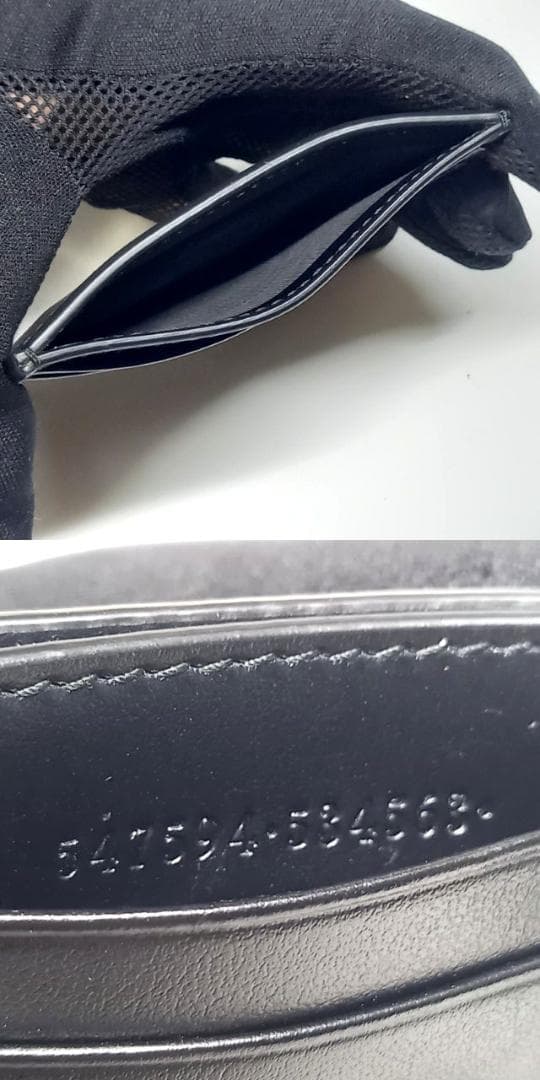 美品 グッチ マネークリップ付き カードケース 札ばさみ レザー ブラック ロゴ