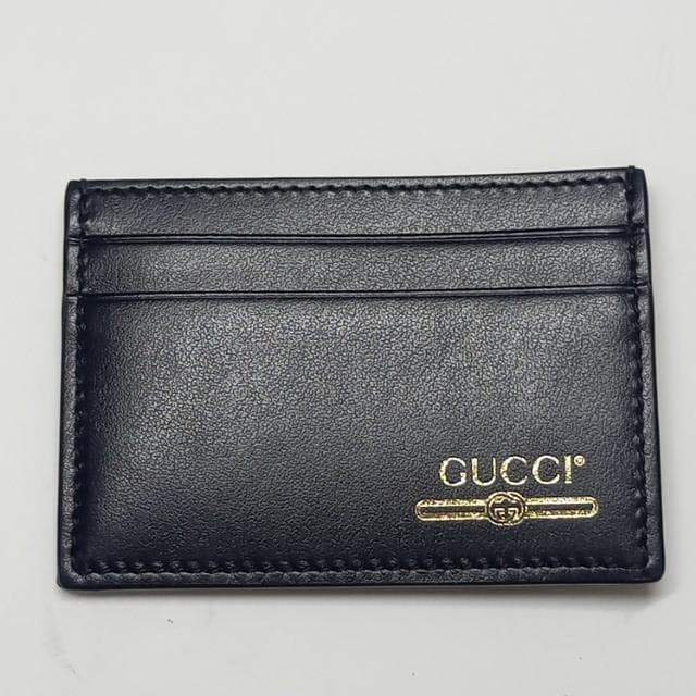 美品 グッチ マネークリップ付き カードケース 札ばさみ レザー ブラック ロゴ