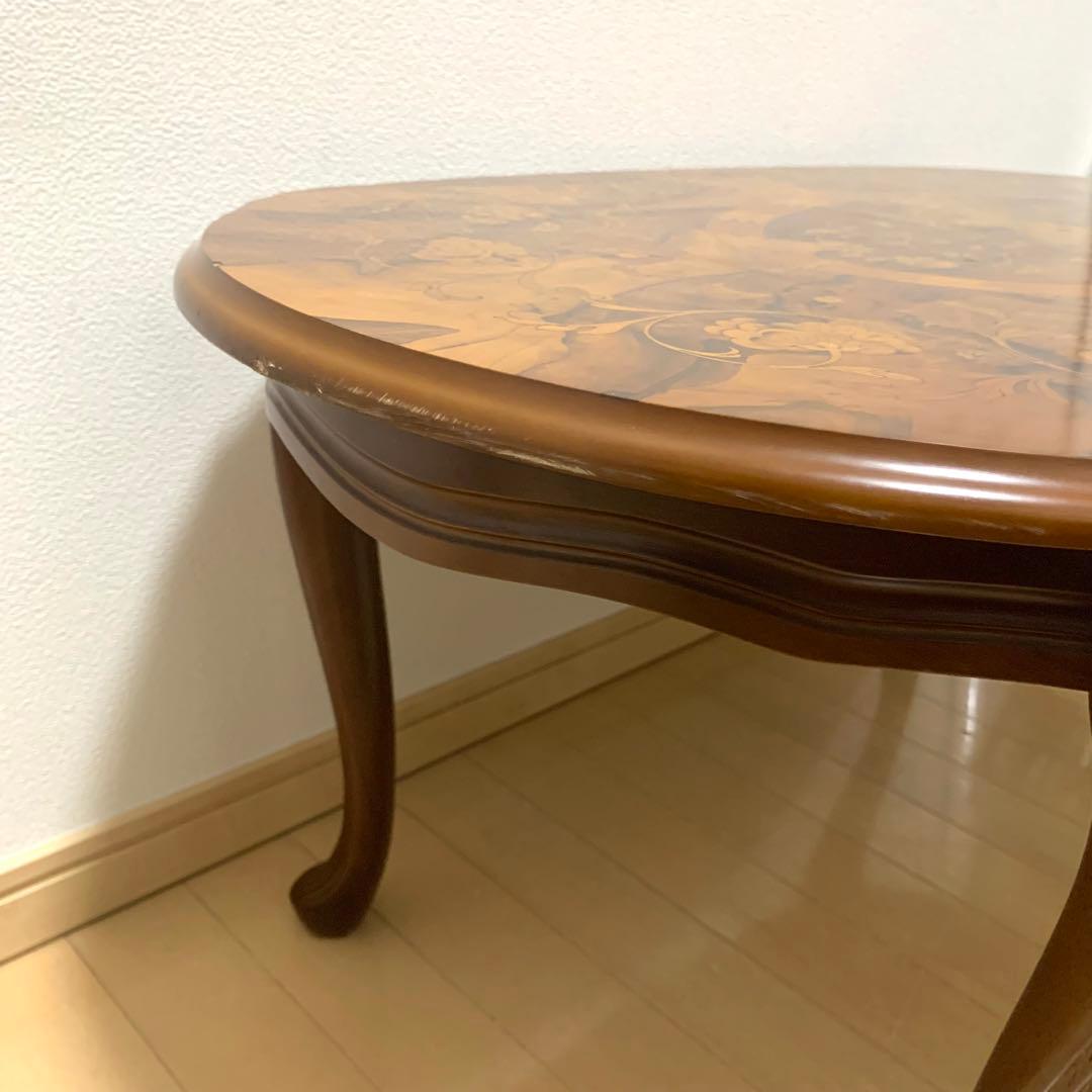イタリア 象嵌　センターテーブル ロココ調 猫脚 エレガント アンティーク