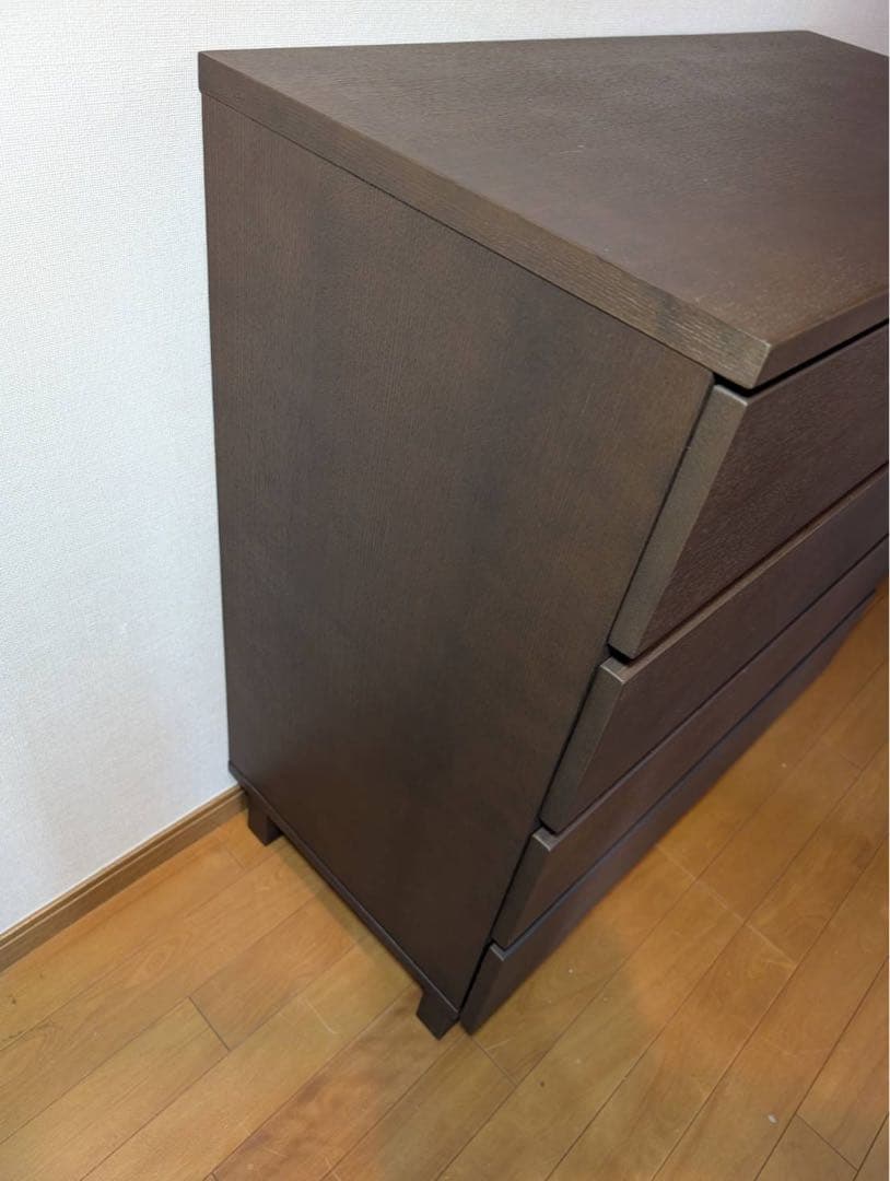 ■送料込■無印 MUJI 木製4段 チェスト 収納 ブラウン たんす 衣類収納