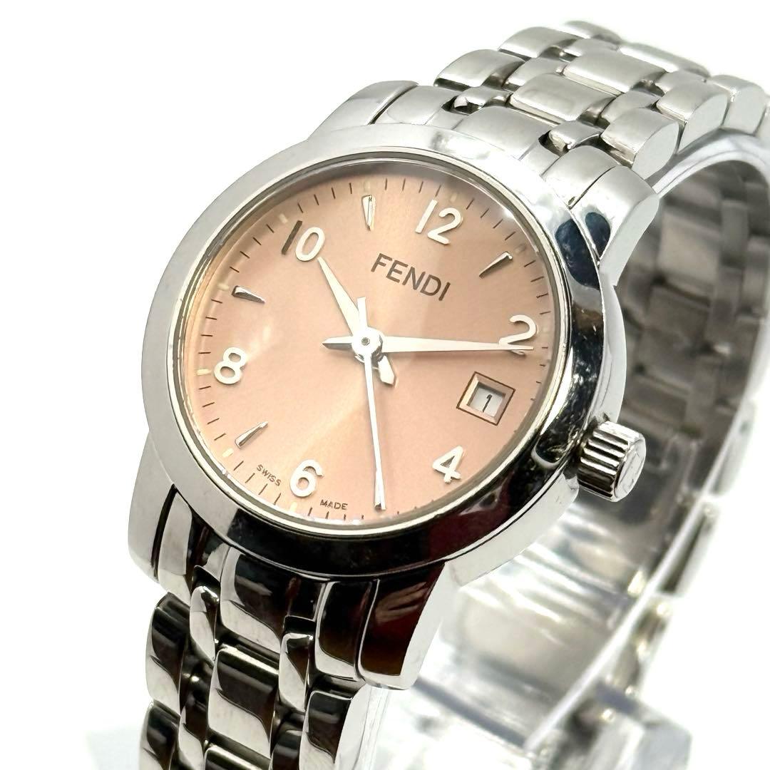 【稼働】FENDI 2100L 腕時計 ピンク レディース クォーツ デイト
