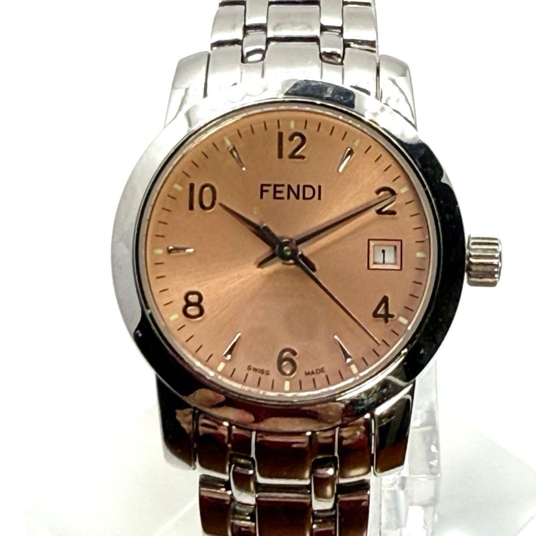 【稼働】FENDI 2100L 腕時計 ピンク レディース クォーツ デイト
