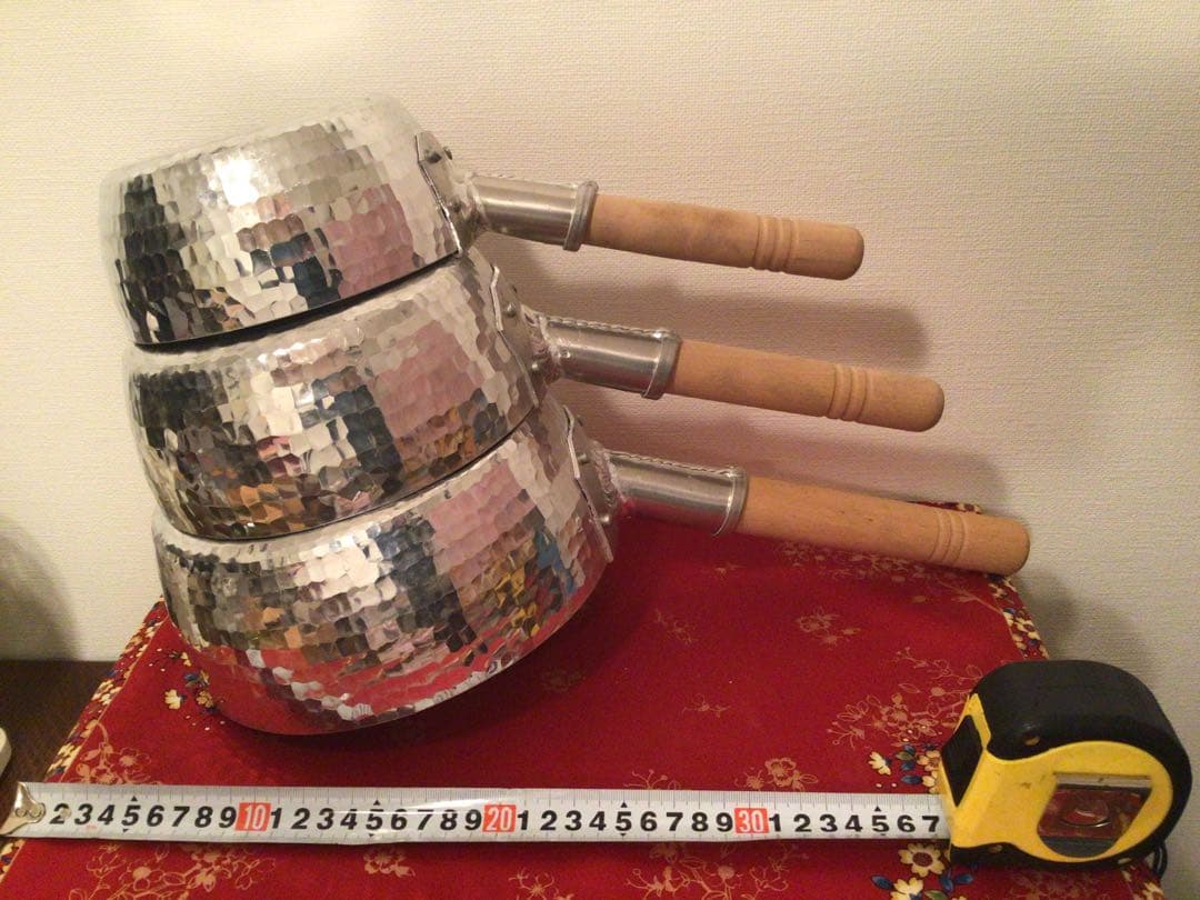 大丸購入プロ用 国産品 本手打ち片手鍋 雪平鍋 行平鍋 5/6/7寸 3点セット