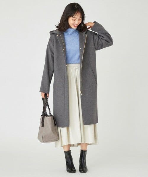 新品未使用　エニィファム　カシミヤブレンドフーデット コート　グレー