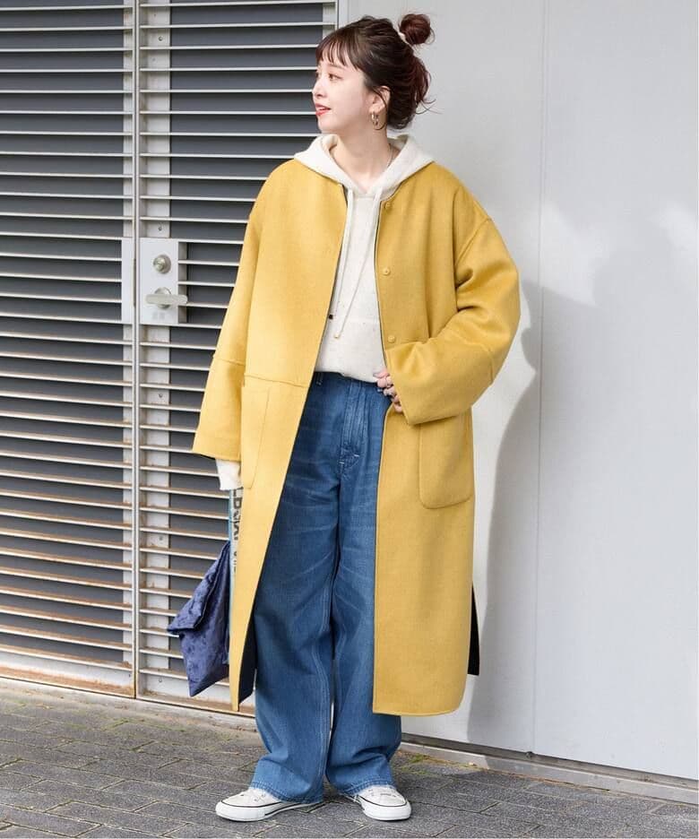 【美品】B.C.STOCKブレンドリバーシブルコートネイビー×イエローsizeS