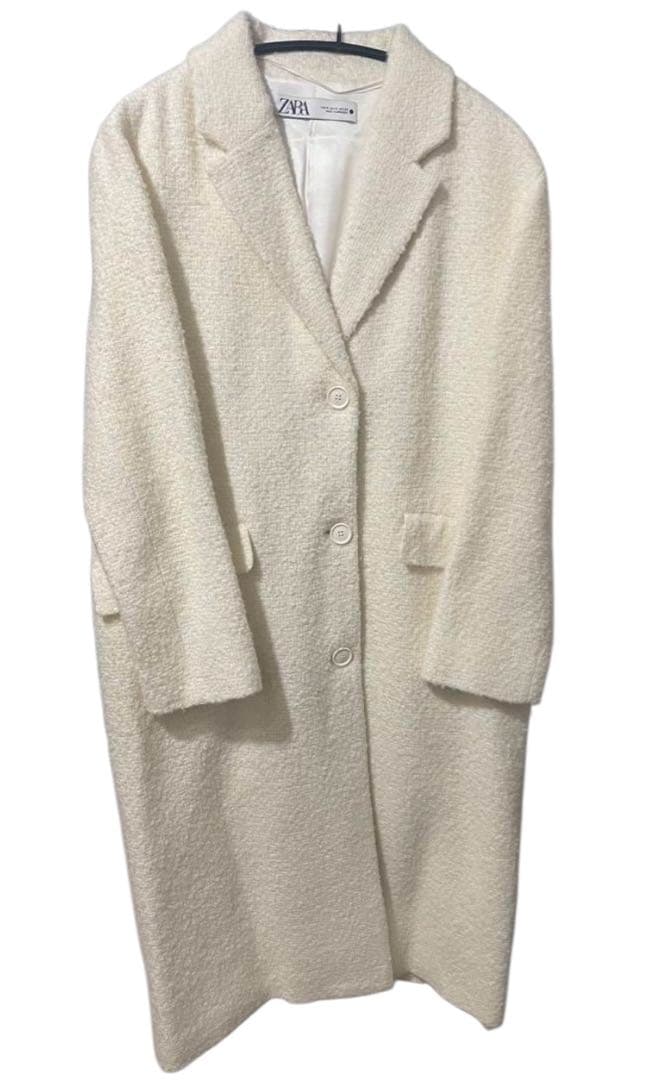 【完売品】ZARA ザラ☆ストレート☆フェルトテクスチャー☆コート☆エクリュ☆M