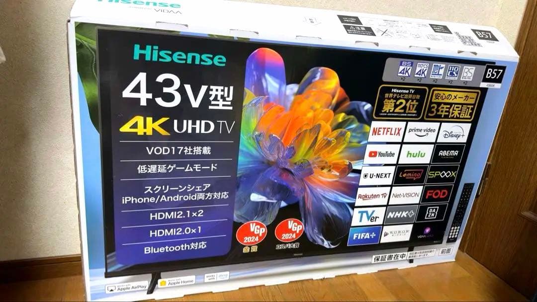 Shin　Hisense 43V型 4K UHD TV