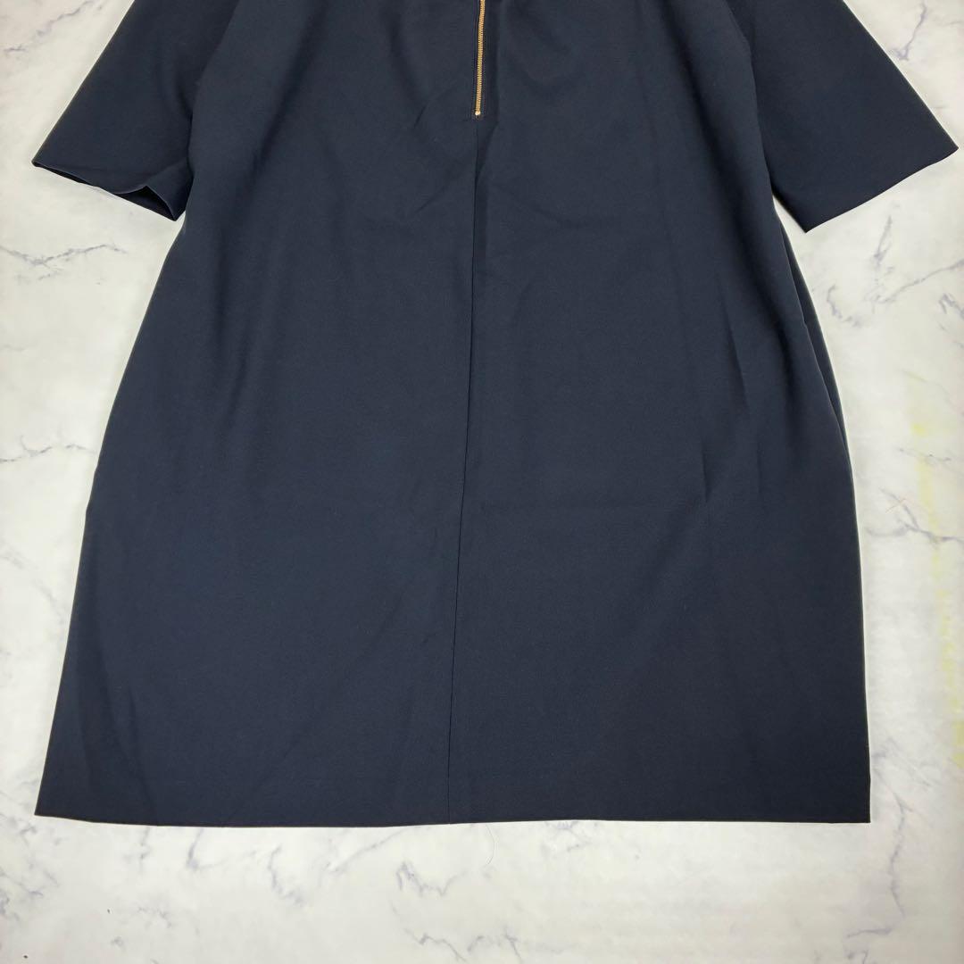 ローズティアラ　フラワー刺繍ワンピース　花柄　ネイビー　大きいサイズ 46