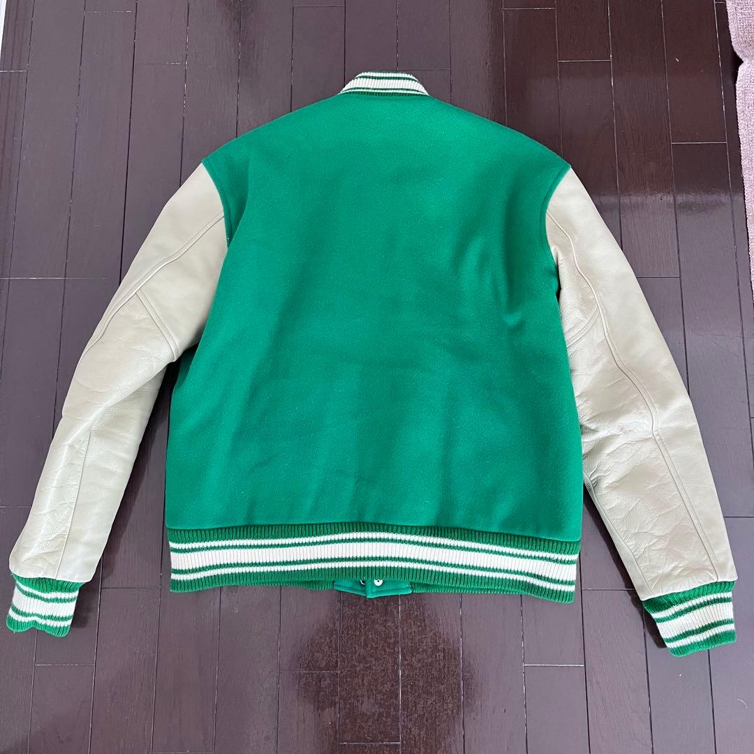 テンダーロイン スタジャン ベースボールジャケット グリーン 袖レザー サイズL