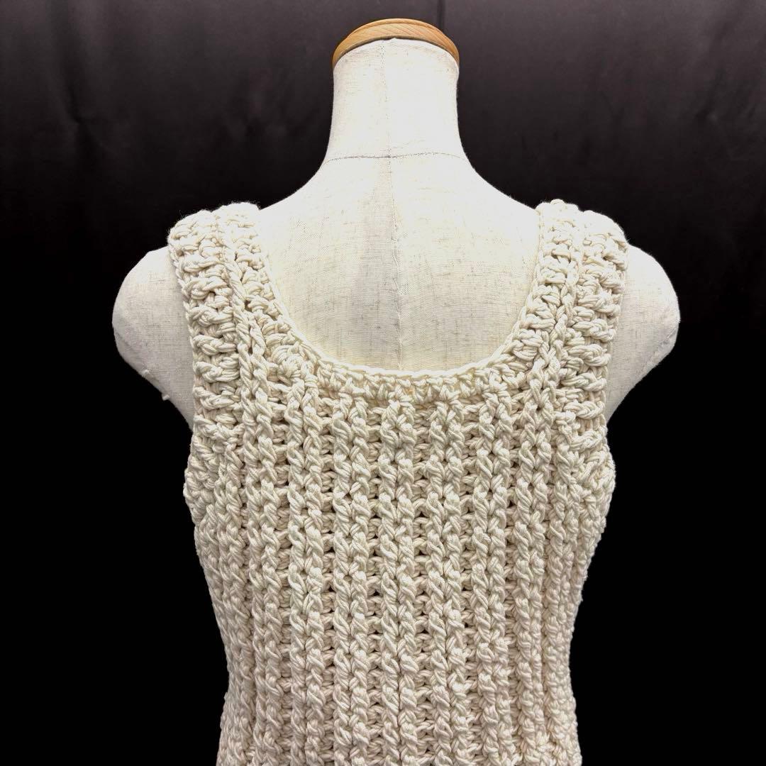 美品シシクイTHE SHISHIKUI　クロシェ　ビスチェ　ニット　F　ホワイト