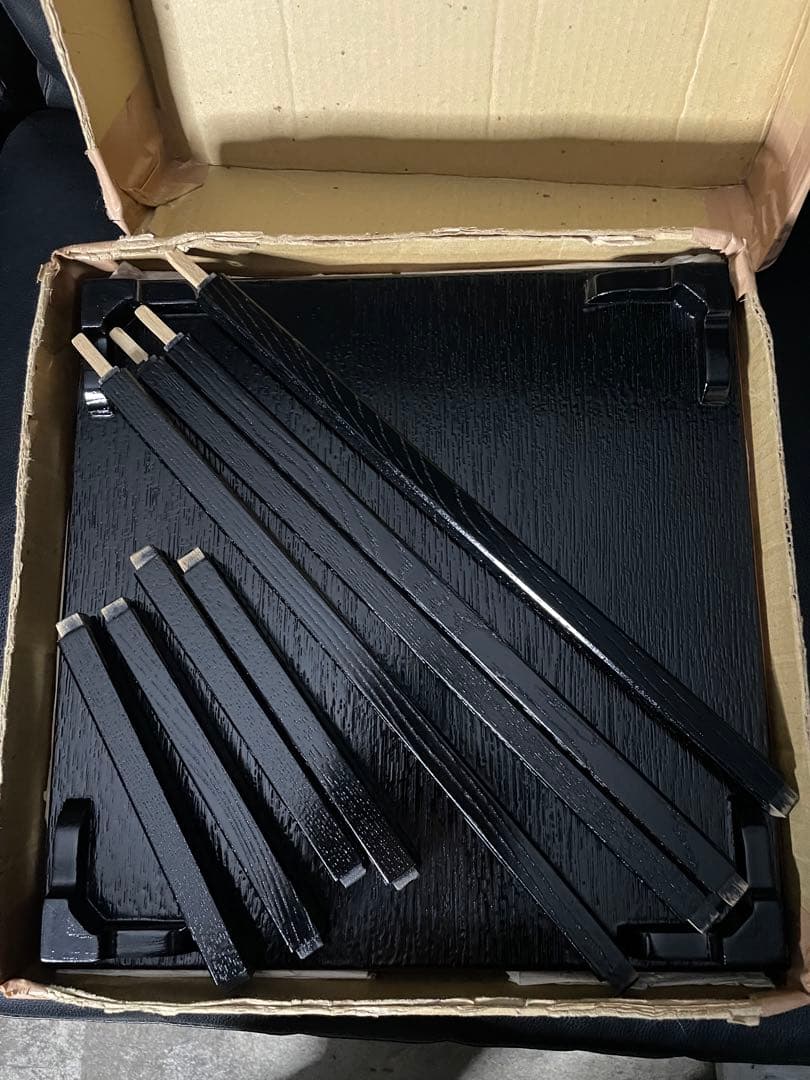 良品　玄々斎好　更好棚　組み立て式二重棚　黒漆爪紅　茶道具　裏千家　風炉　桐材