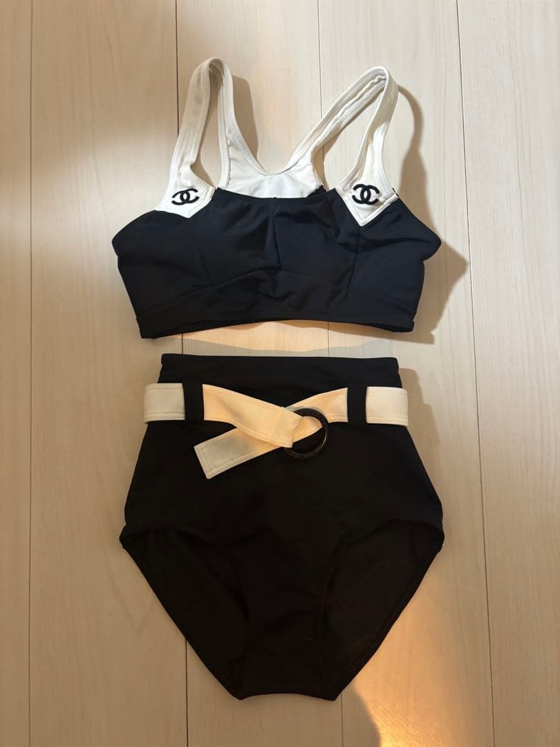 未使用 ヴィンテージ CHANEL 水着 スイムウェア ココマーク 白黒
