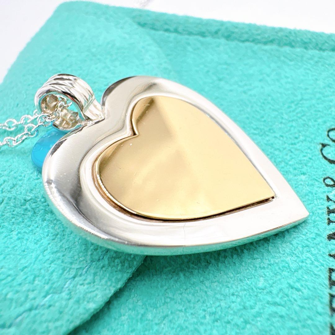 美品 オールドティファニー ハート コンビ チェーン社外品 シルバー k18