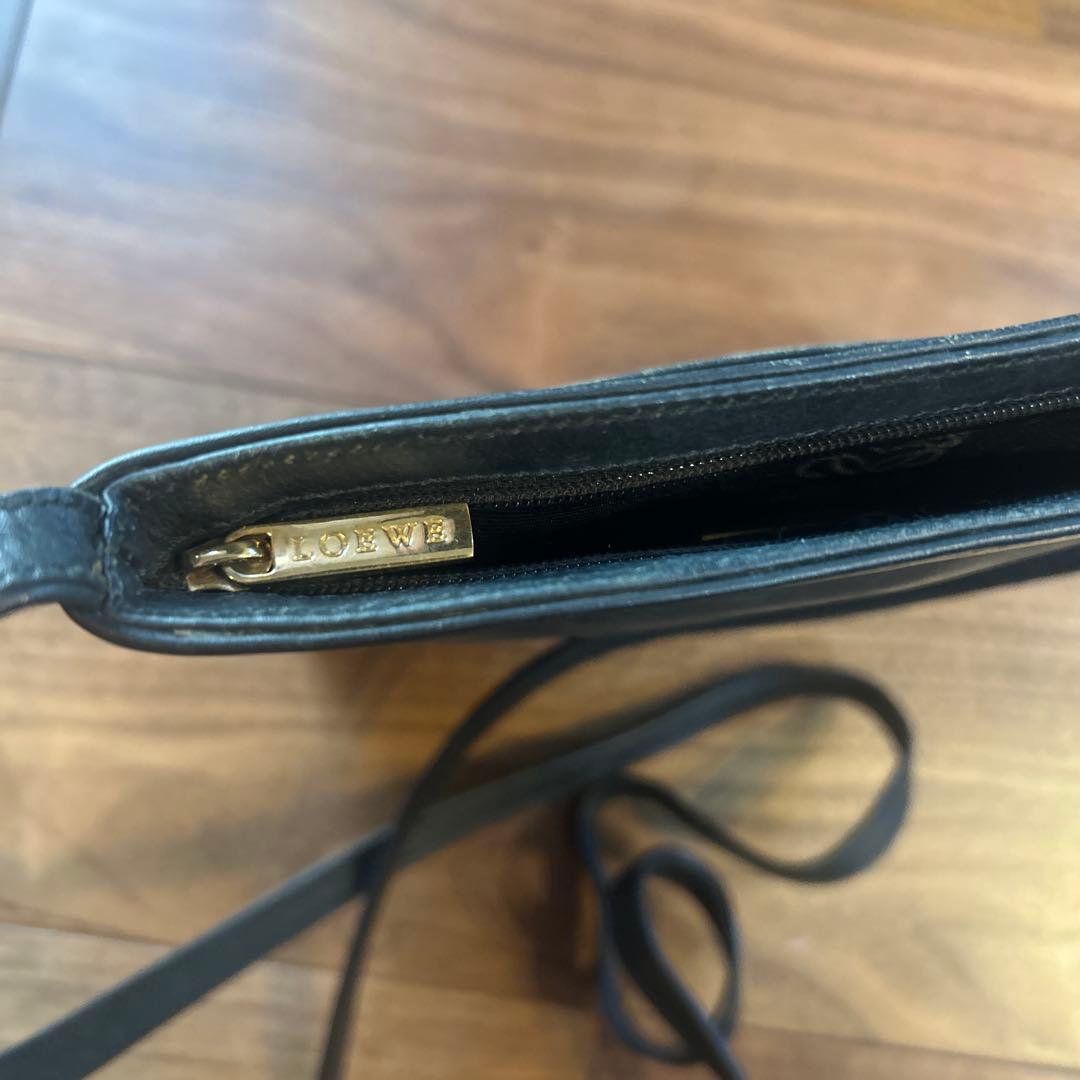 人気 LOEWE ロエべ アナグラム ロゴ レザー ショルダーバッグ ブラック