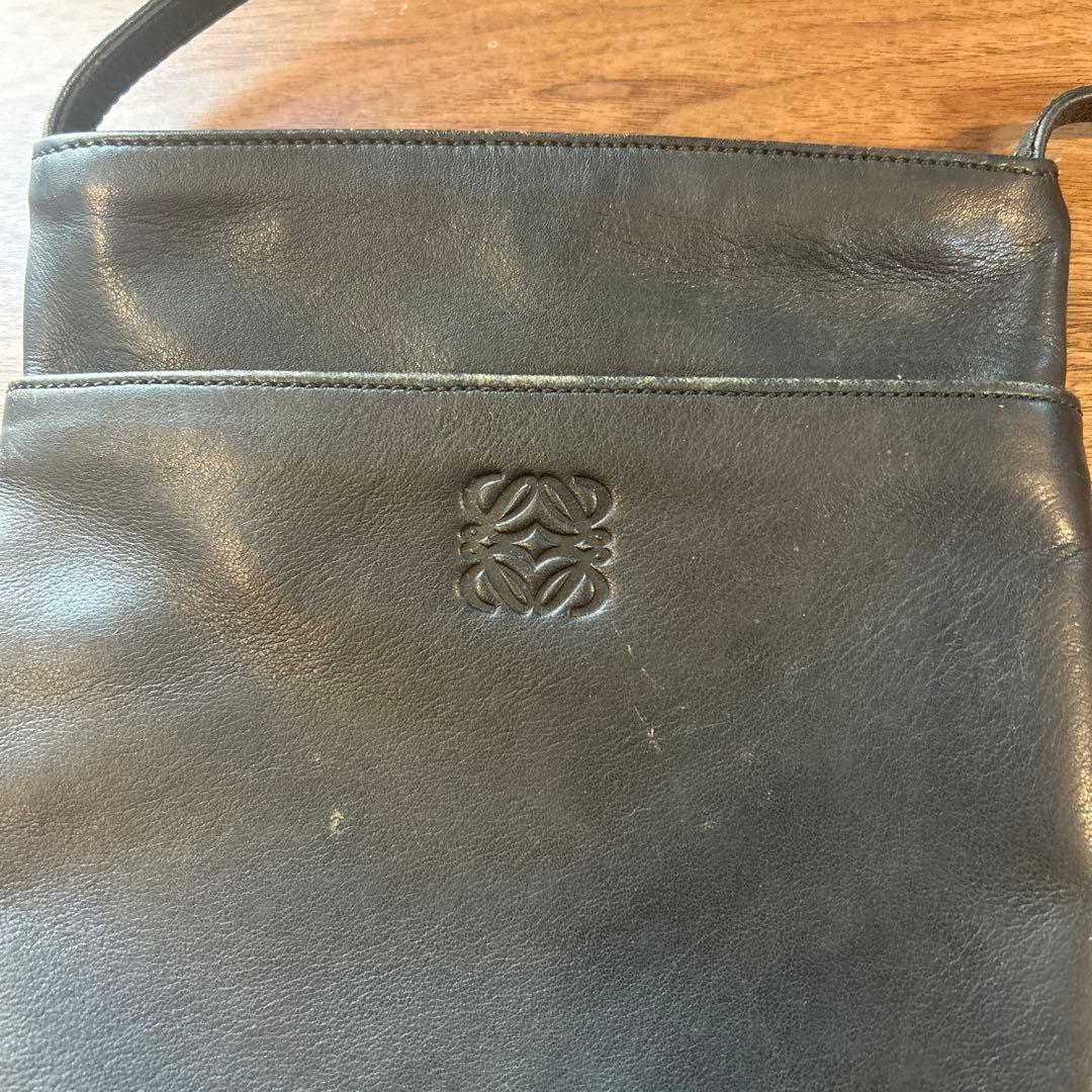 人気 LOEWE ロエべ アナグラム ロゴ レザー ショルダーバッグ ブラック