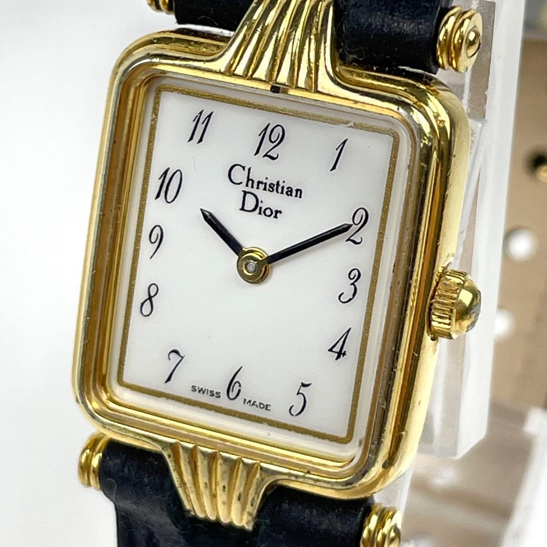 【稼働/新品電池/新品ベルト】クリスチャンディオール　腕時計　スクエア　スモール