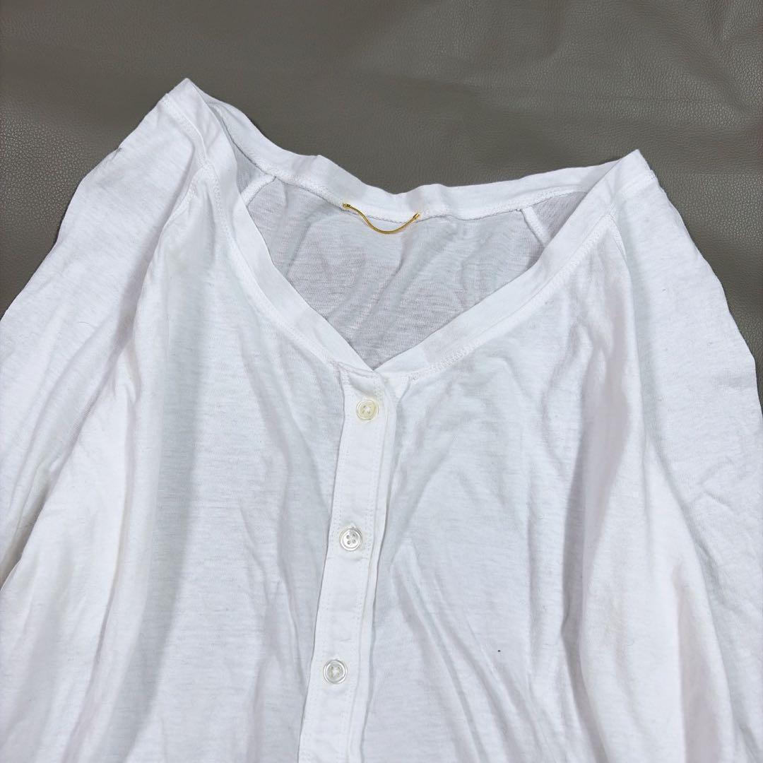 ドゥーズィエムクラス ヘンリーカットソー 白 無地 長袖