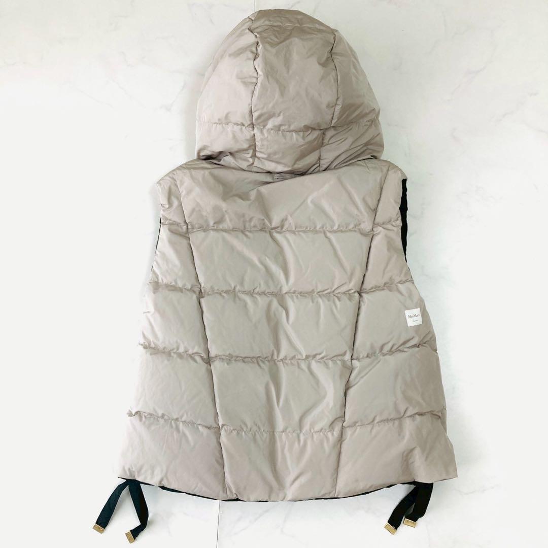マックスマーラ　キューブ　リバーシブル　ダウンジレ　金ボタン　ロゴ刺繍　40