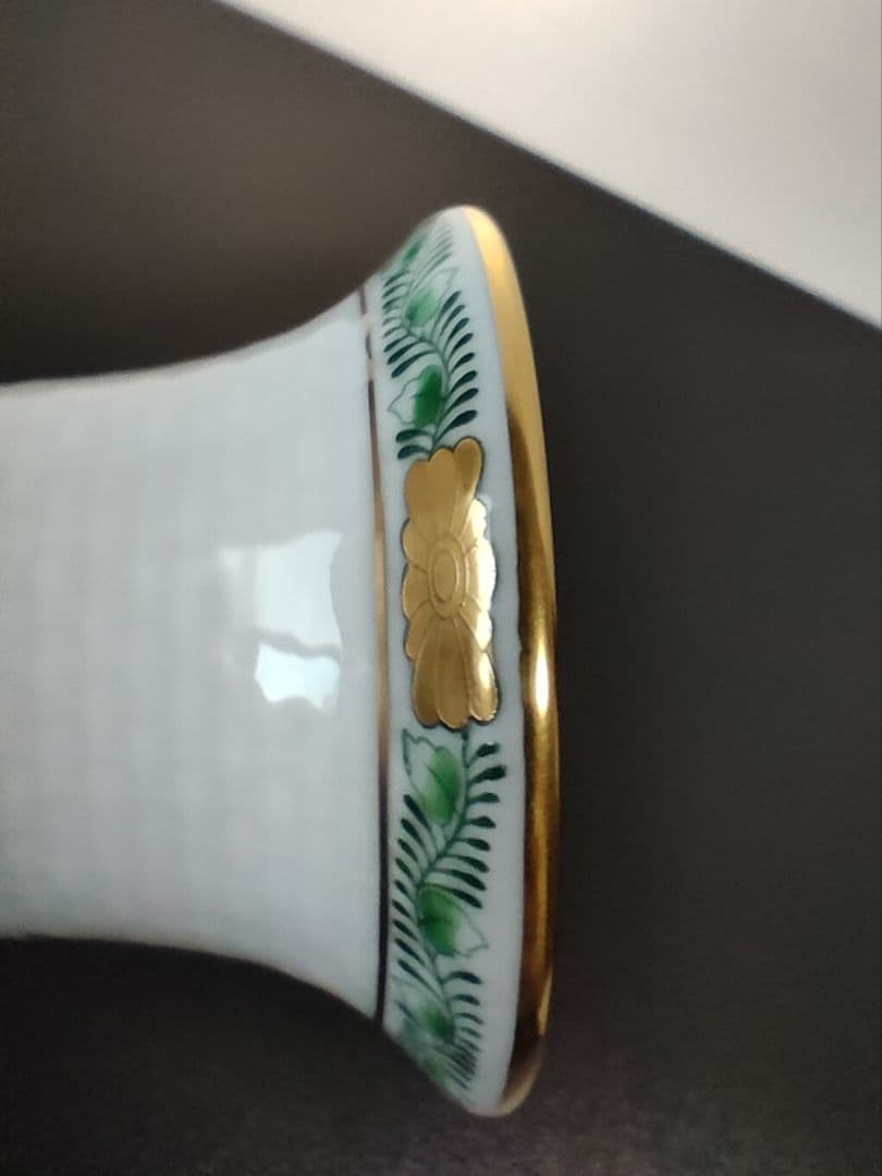 Herendヘレンド人気シリーズ　アポニーグリーン大型花瓶　H28cm