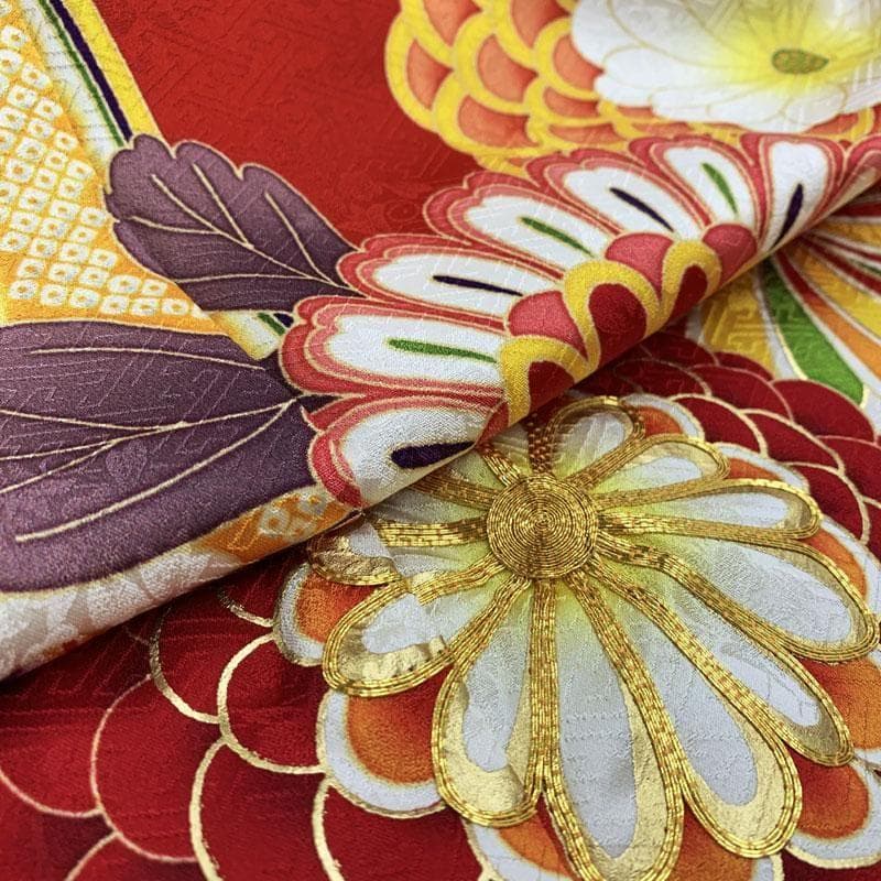 406z39☆振袖 高身長な方にも 金駒刺繍 地紋 金彩 成人式 結婚式☆美品