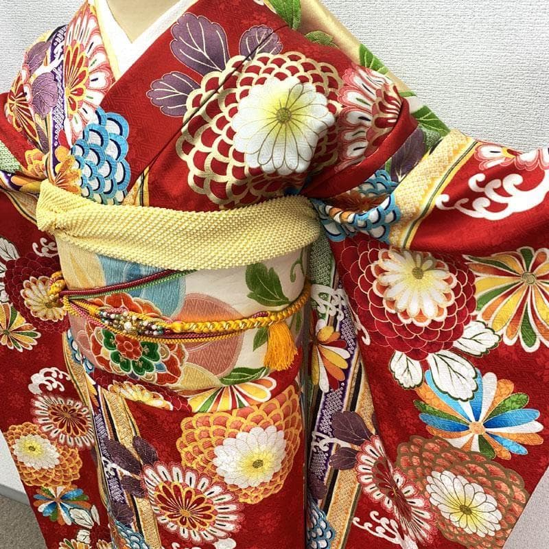 406z39☆振袖 高身長な方にも 金駒刺繍 地紋 金彩 成人式 結婚式☆美品