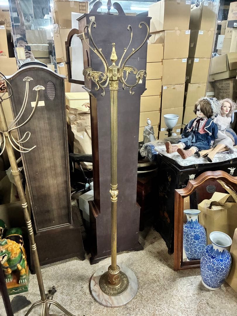 大理石 回転式 スタンド ポール ハンガー アンティーク