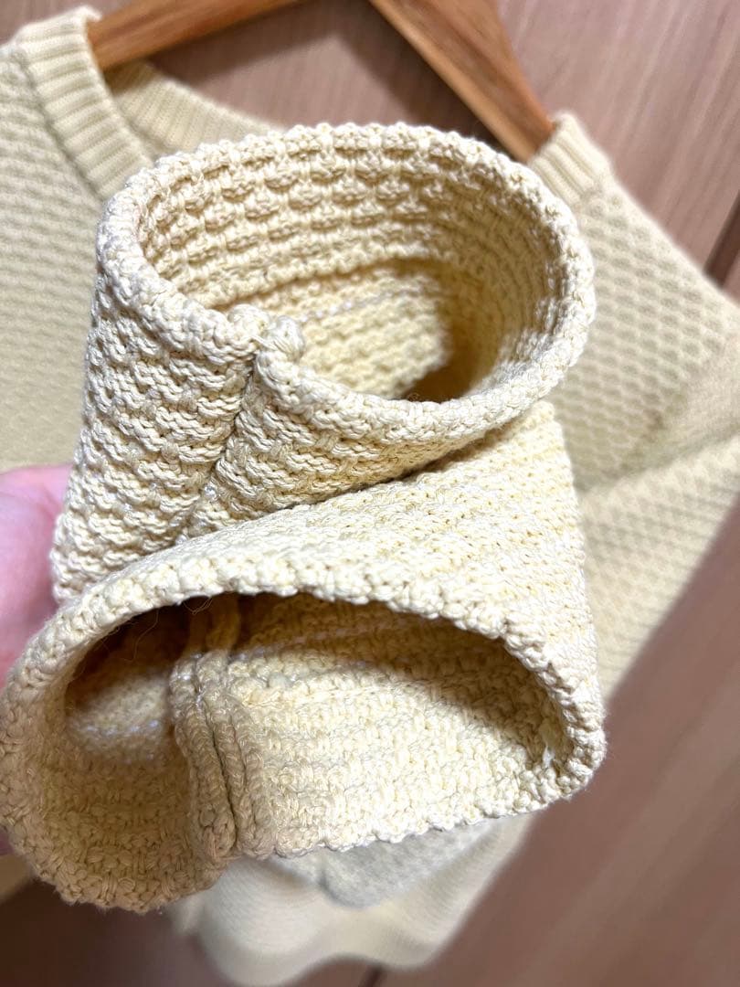 アニュアンス　ノーカラーニットジャケット　イエロー