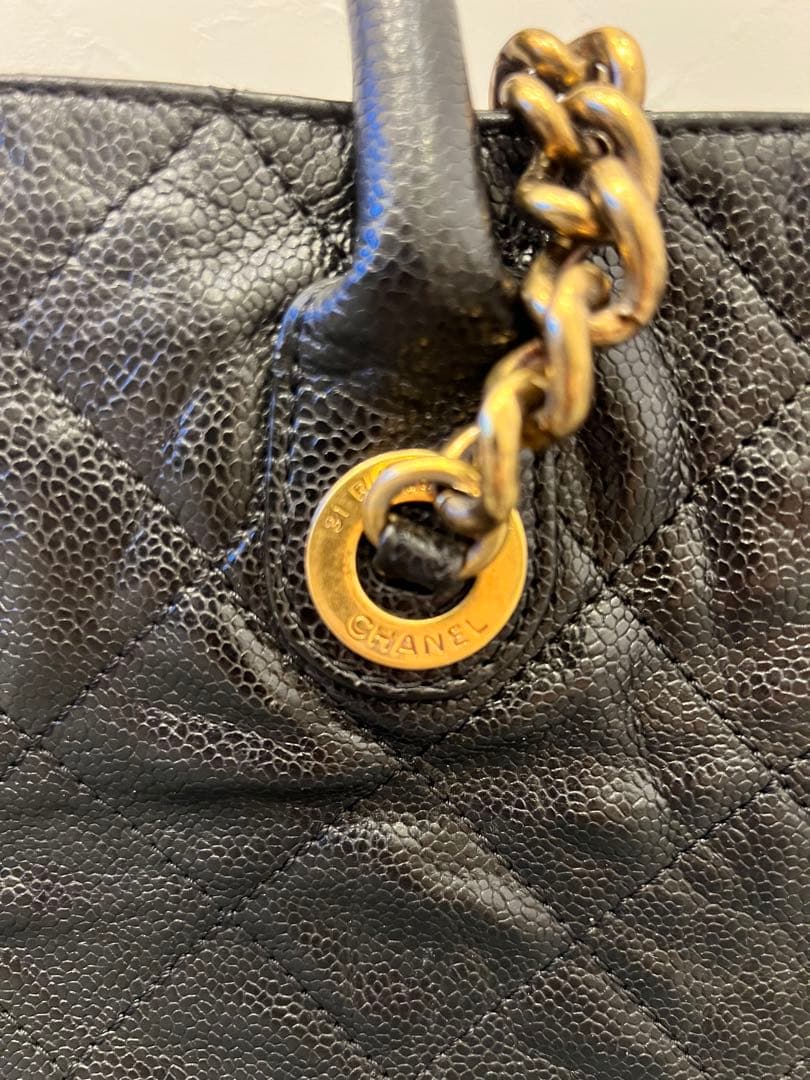 CHANEL ブラックレザー トートバッグ