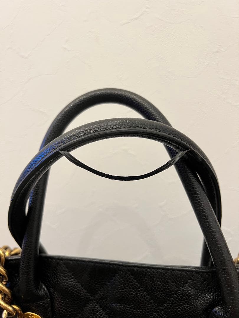 CHANEL ブラックレザー トートバッグ