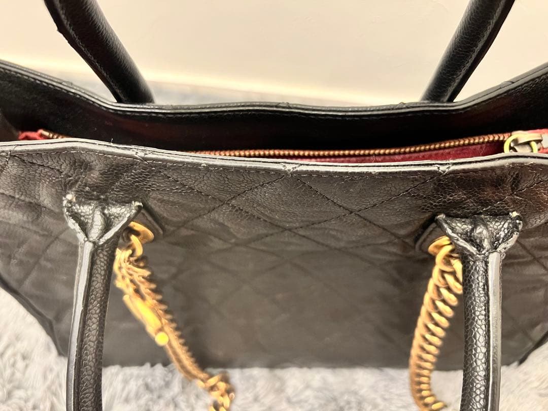 CHANEL ブラックレザー トートバッグ